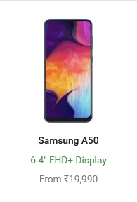 SAMSUNG Galaxy A50 From Rs 19,990