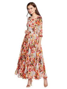 Women's Party wear Floral Printed Maxi Dress Amazon
